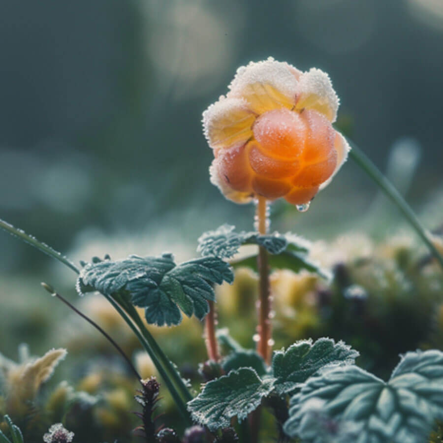 Moltebeere im Morgentau – nordische Beere mit antioxidativer Wirkung für natürliche Pflege.